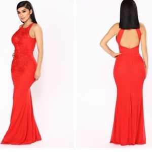 Fashion Nova Red Armour Lace Dress